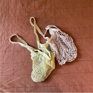 Stylish Cream and Yellow Mesh Tote Bags